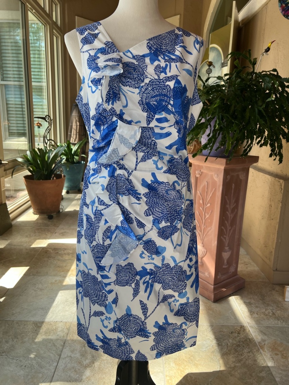 Milly blue and white floral dress, size 10, NWOT
